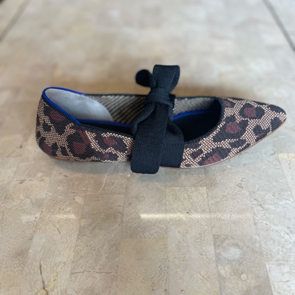 Rothy’s Wildcat Mary Jane Leopard Pointed Toe Flats Academia Bow, Size US 6.5 - Picture 7 of 8